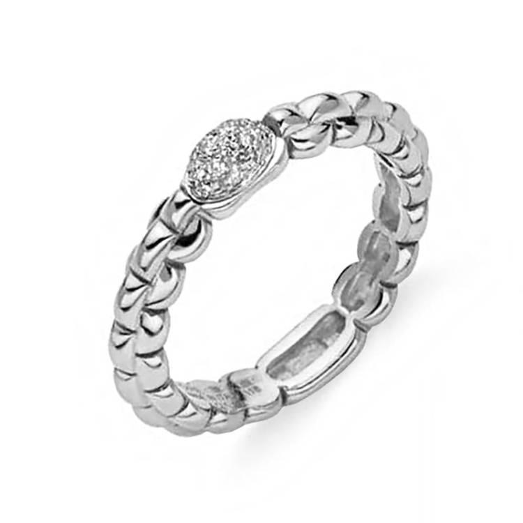 Fope Eka 18ct White Gold 0.10ct Diamond Ring - M