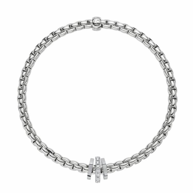 Fope Eka 18ct White Gold 0.15ct Diamond Bracelet - XL