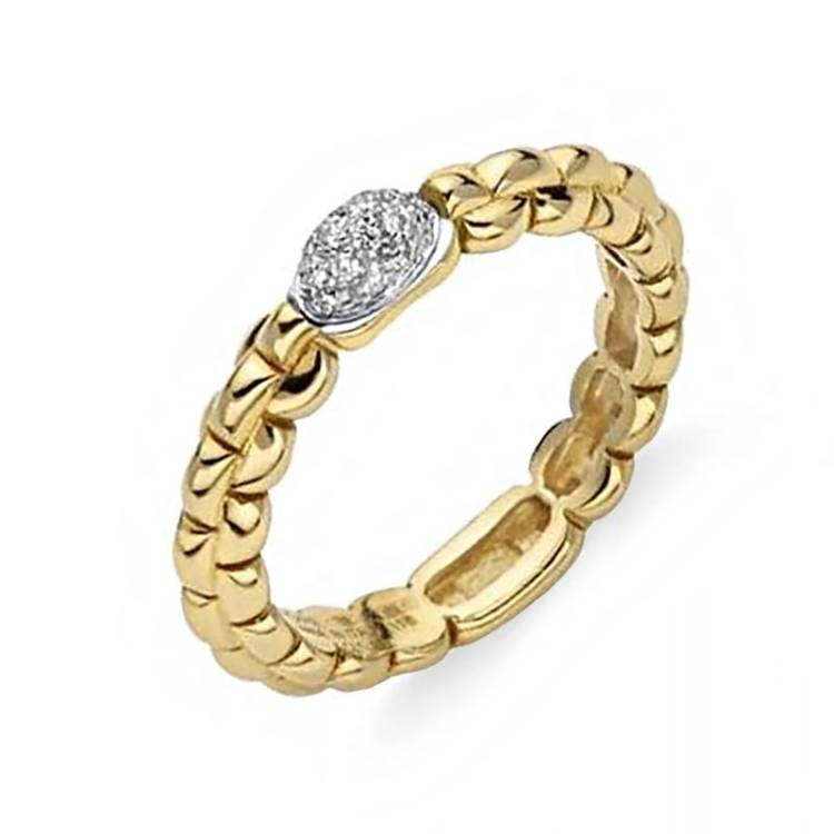 Fope Eka 18ct Yellow Gold 0.10ct Diamond Ring - O