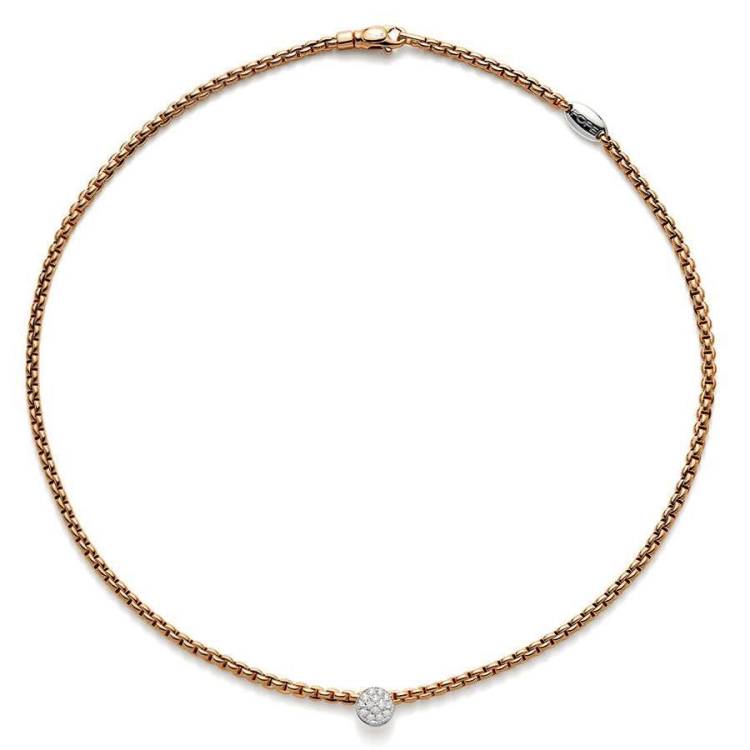 Fope Eka Tiny 18ct Rose Gold 0.22ct Diamond Necklace - 60cm