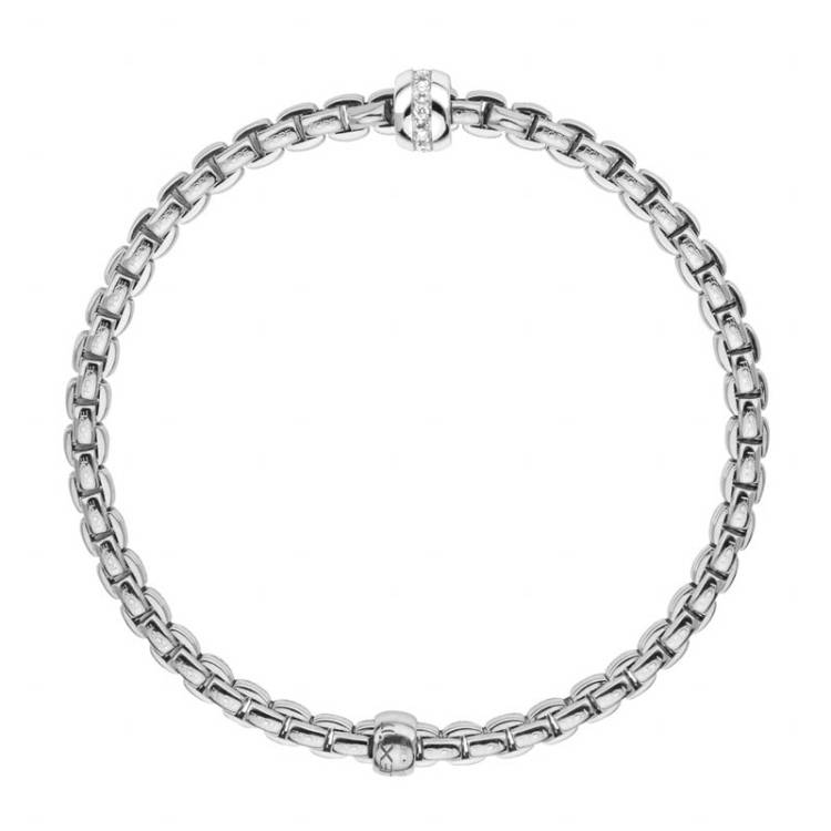 Fope Eka Tiny 18ct White Gold 0.07ct Diamond Bracelet - XL