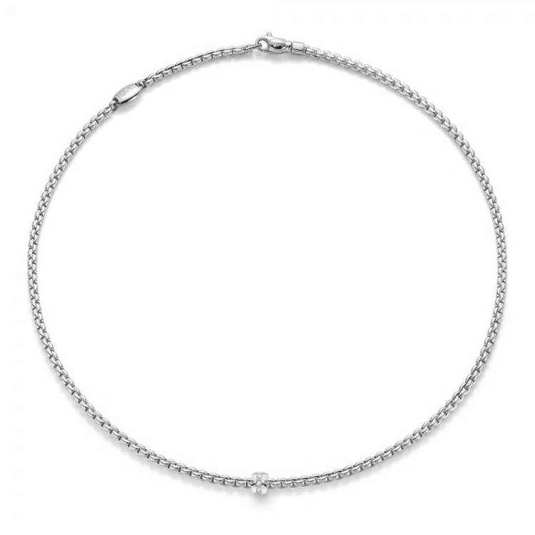 Fope Eka Tiny 18ct White Gold 0.07ct Diamond Necklace - 45cm