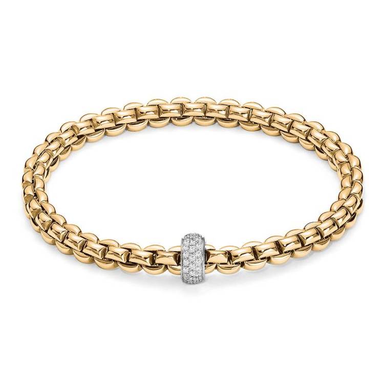 Fope Flex'It Eka 18ct Yellow Gold 0.37ct Diamond Bracelet - XL