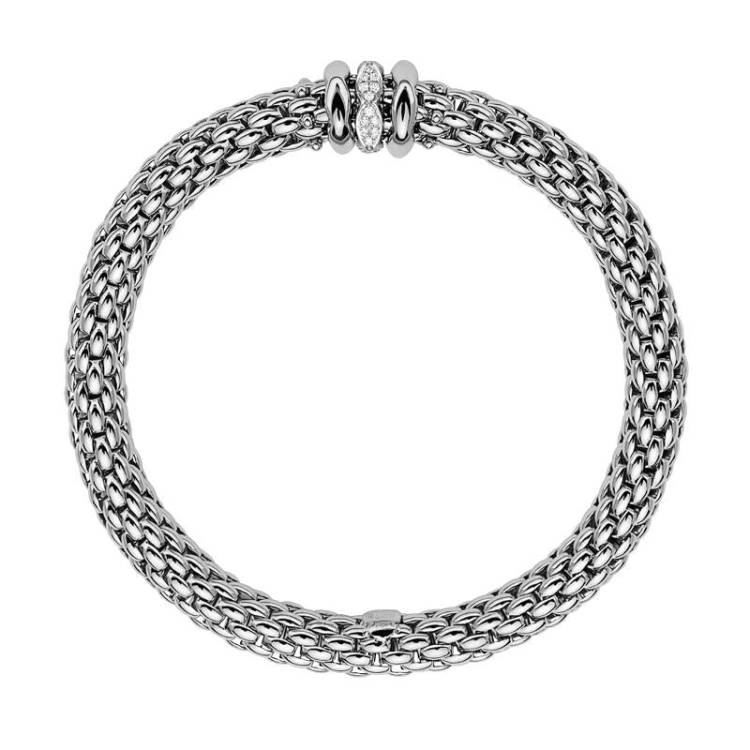 Fope Love Nest 18ct White Gold 0.19ct Diamond Bracelet - XS