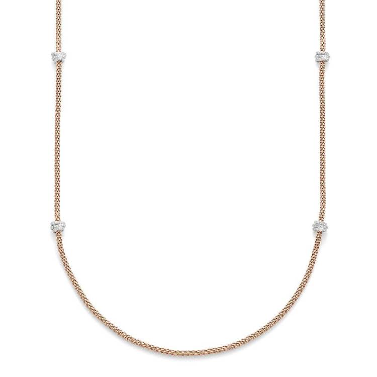 Fope Flex'It Prima 18ct Rose Gold 1.24ct Diamond 80cm Necklace