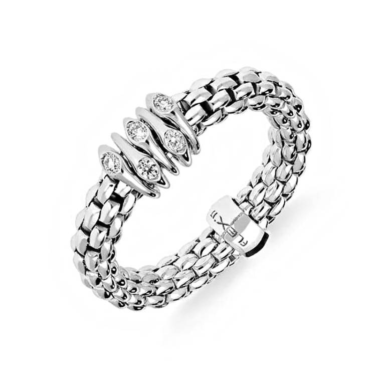 Fope Flex'It Prima 18ct White Gold 0.07ct Diamond Ring - L
