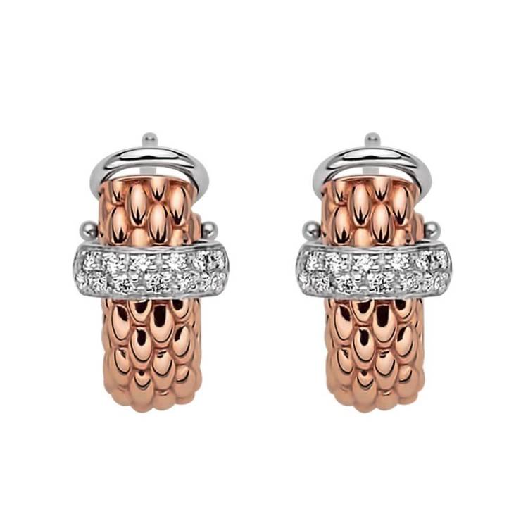 Fope Flex'It Vendome 18ct Rose Gold 0.20ct Diamond Earrings