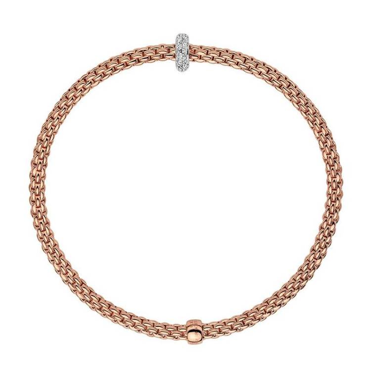 Fope Flex'it Prima 18ct Rose Gold 0.18ct Diamond Bracelet - XL