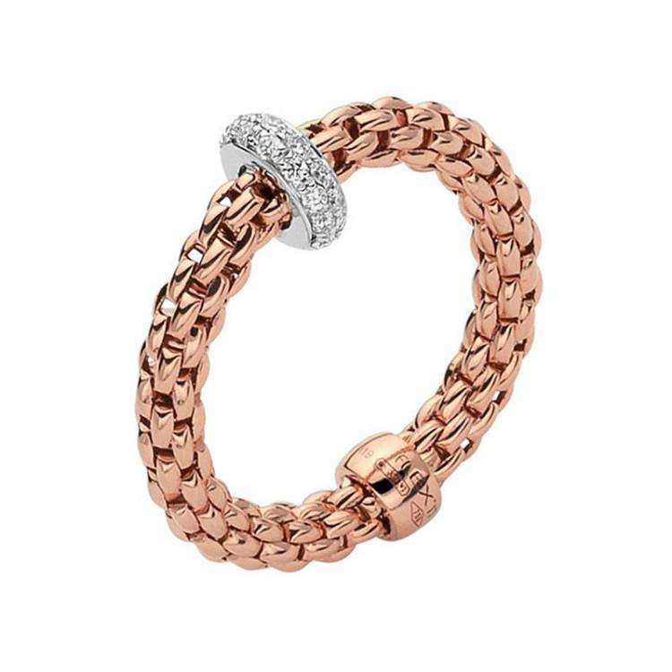 Fope Flex'it Prima 18ct Rose Gold 0.18ct Diamond Ring - XS