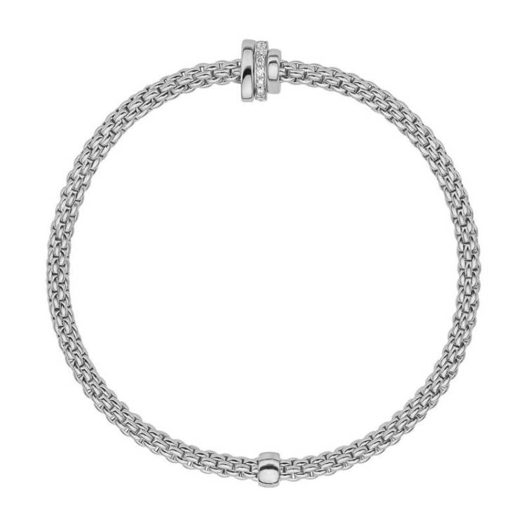 Fope Flex'it Prima 18ct White Gold 0.10ct Diamond Bracelet - S
