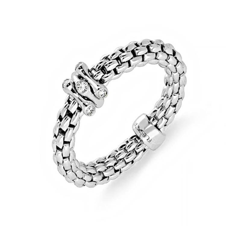 Fope Flex'it Prima 18ct White Gold 0.12ct Diamond Ring - L