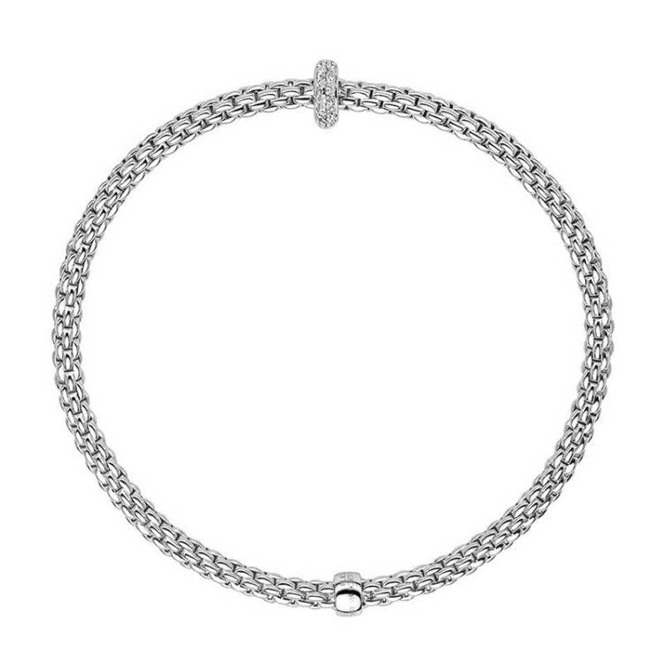 Fope Flex'it Prima 18ct White Gold 0.18ct Diamond Bracelet - XS