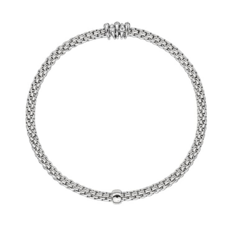 Fope Flex'it Prima 18ct White Gold 0.20ct Diamond Bracelet - L