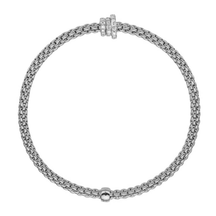 Fope Flex'it Prima 18ct White Gold 0.31ct Diamond Bracelet - S