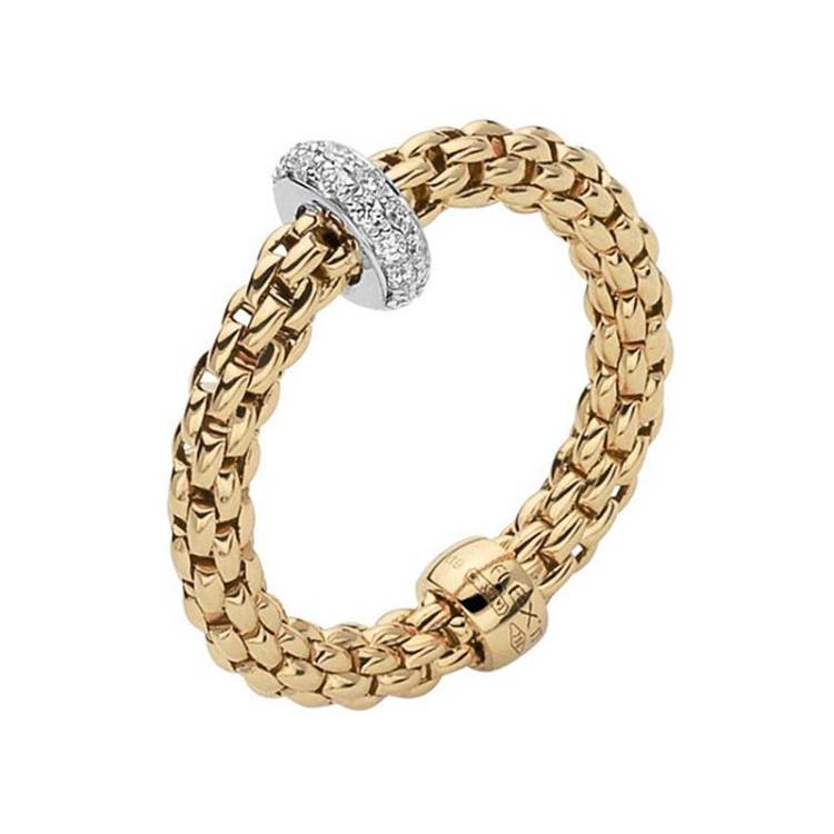Fope Flex'it Prima 18ct Yellow Gold 0.18ct Diamond Ring - XL