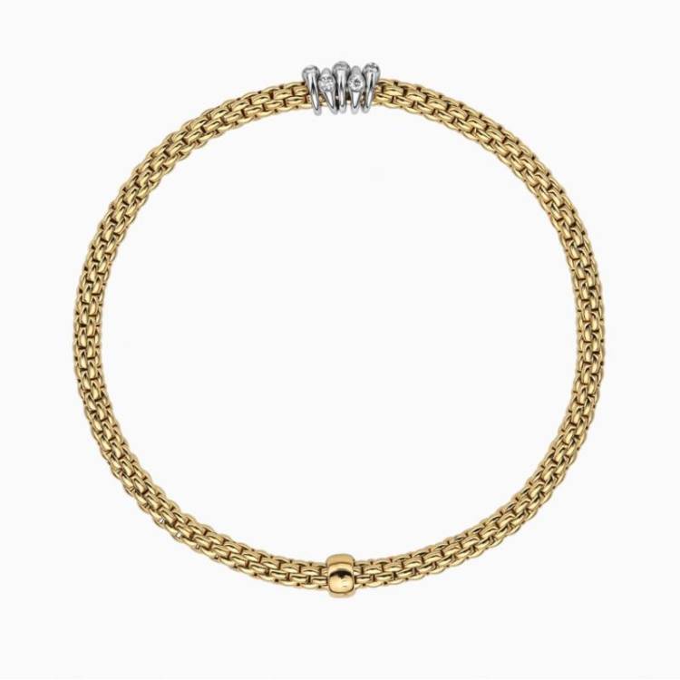 Fope Flex'it Prima 18ct Yellow Gold 0.20ct Diamond Bracelet - XL