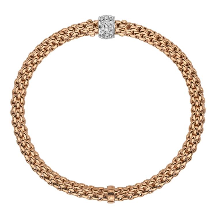 Fope Flex'it Solo 18ct Rose Gold 0.29ct Diamond Bracelet - L