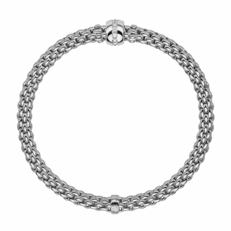 Fope Flex'it Solo 18ct White Gold 0.10ct Diamond Bracelet D - L