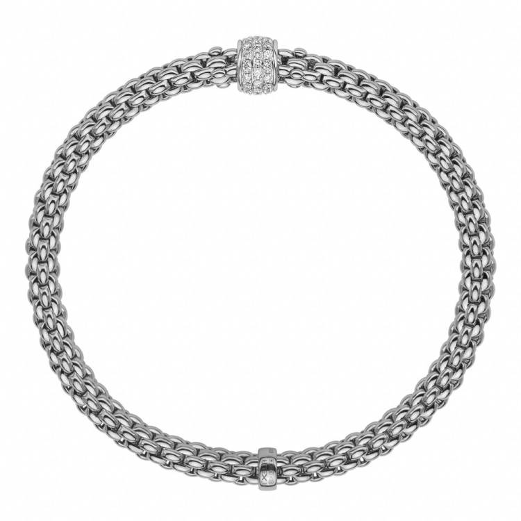 Fope Flex'it Solo 18ct White Gold 0.29ct Diamond Bracelet - L