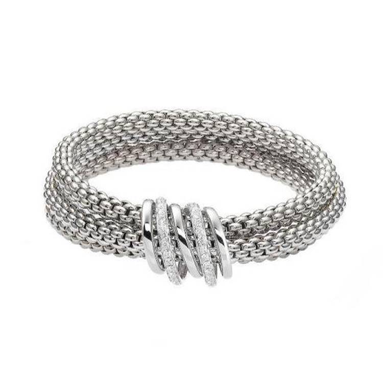 Fope MiaLuce 18ct White Gold 0.54ct Diamond Bracelet - XS