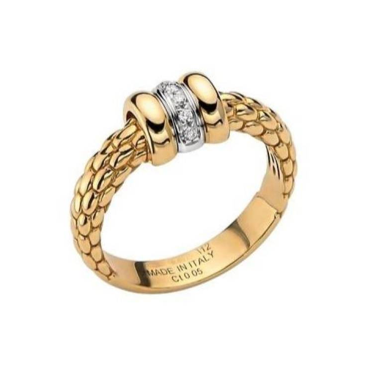 Fope Flex'it Solo 18ct Yellow Gold 0.05ct Diamond Ring D - N