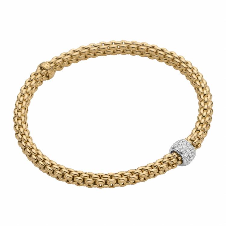 Fope Flex'it Solo 18ct Yellow Gold 0.29ct Diamond Bracelet - S