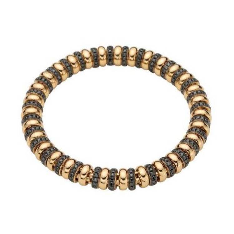 Fope Flex'it Solo 18ct Yellow Gold 3.05ct Black Diamond Bracelet - M