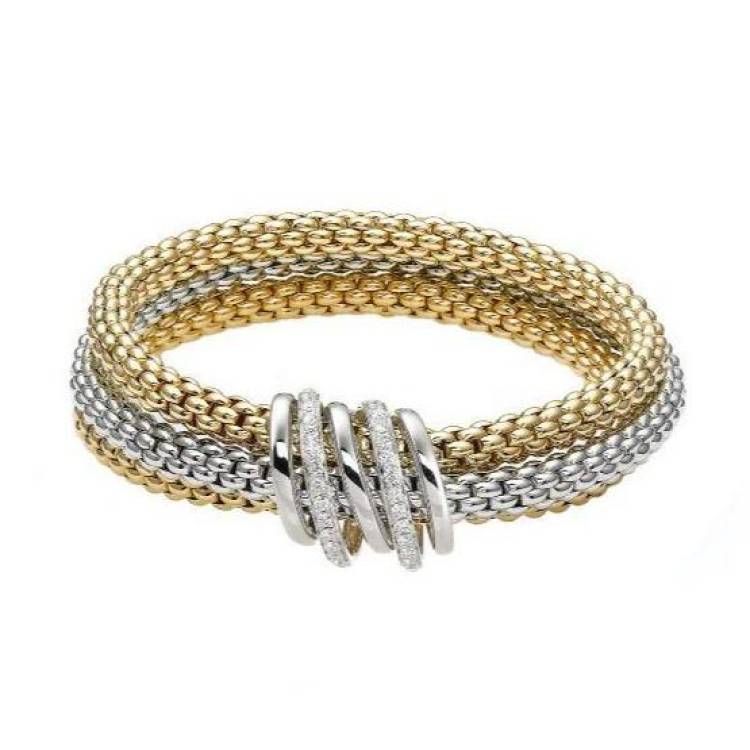 Fope MiaLuce 18ct Yellow White Gold 0.54ct Diamond Bracelet - XS
