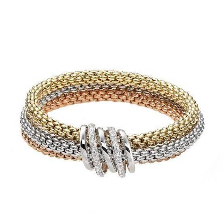 Fope MiaLuce 18ct Yellow White Rose Gold 0.54ct Diamond Bracelet - XL