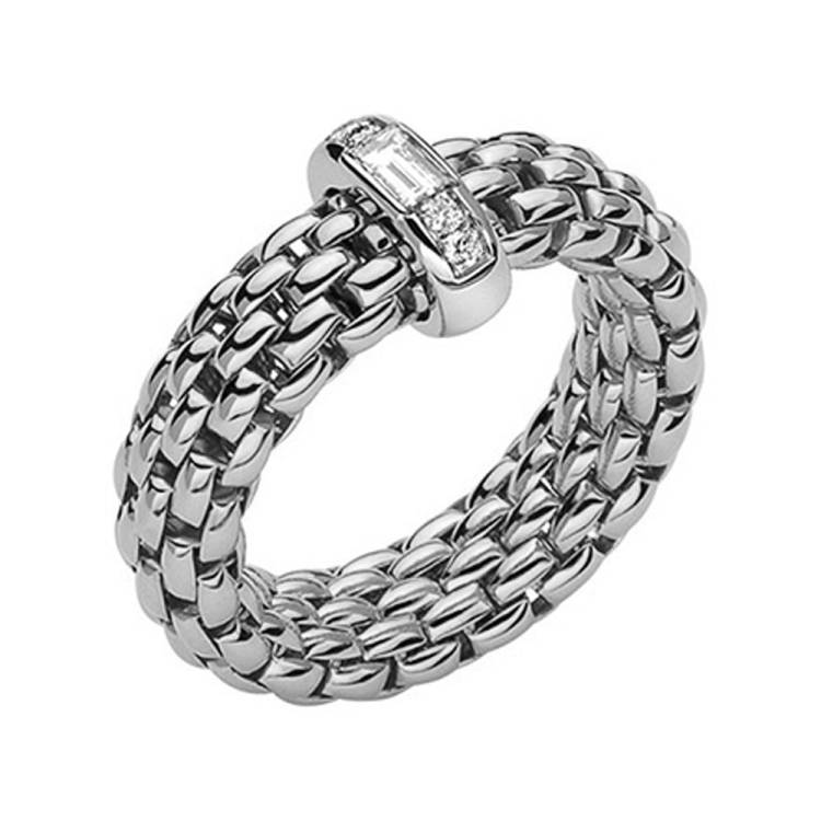 Fope Vendome 18ct White Gold 0.24ct Diamond Ring - L