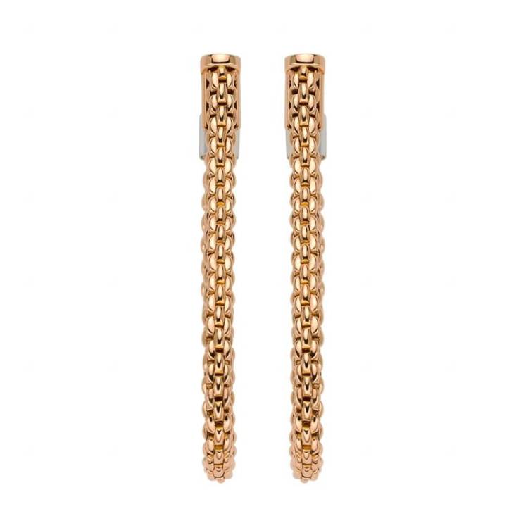 Fope Flexit Essentials 18ct Rose Gold Medium Mesh Chain Earrings
