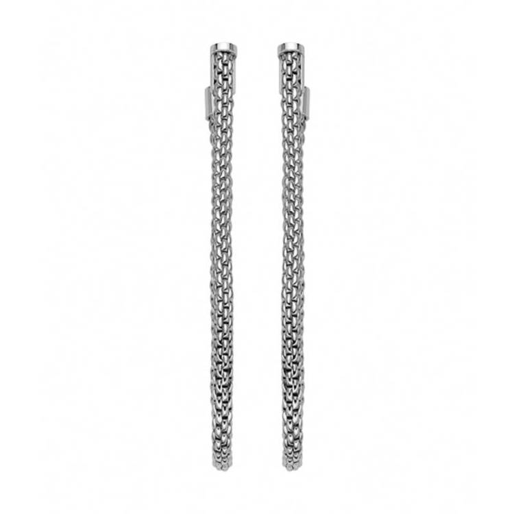Fope Flexit Essentials 18ct White Gold Long Mesh Chain Earrings