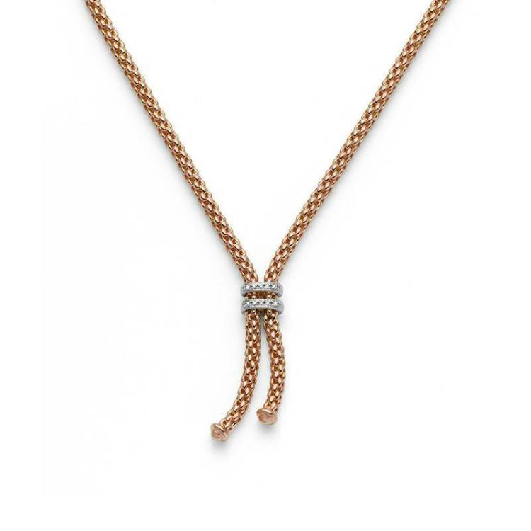 Fope Maori 18ct Rose Gold 0.09ct Diamond Lariat Necklace