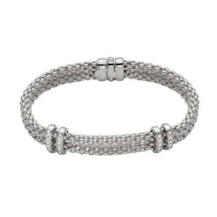 Fope Maori 18ct White Gold 0.18ct Diamond Bracelet