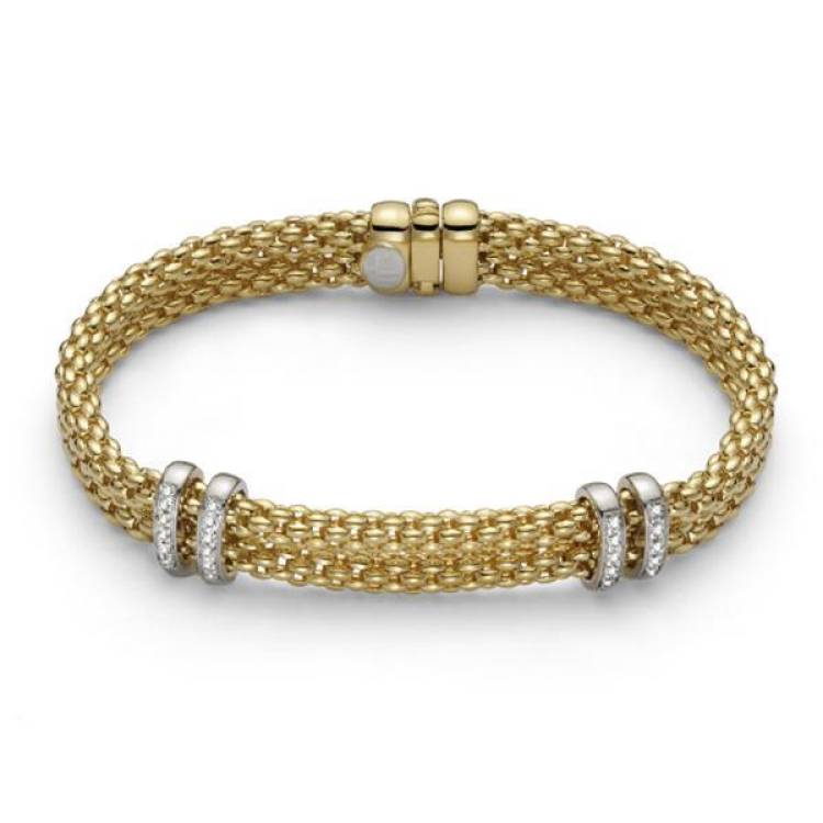 Fope Maori 18ct Yellow Gold 0.18ct Diamond Bracelet