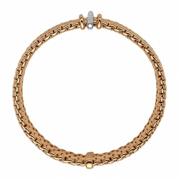 Fope Panorama 18ct Rose Gold 0.08ct Diamond Rondelle Bracelet - M
