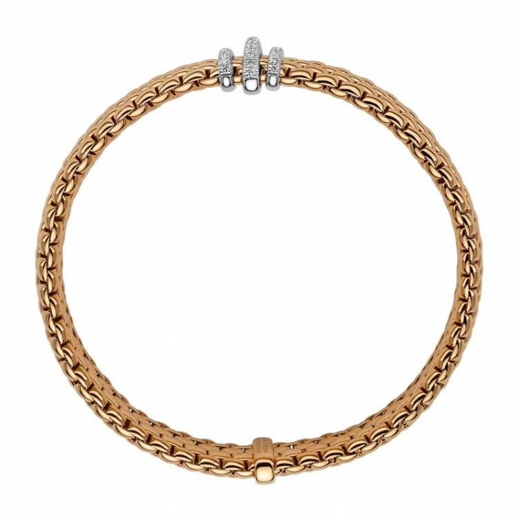 Fope Panorama 18ct Rose Gold 0.23ct Diamond Rondelle Bracelet - S