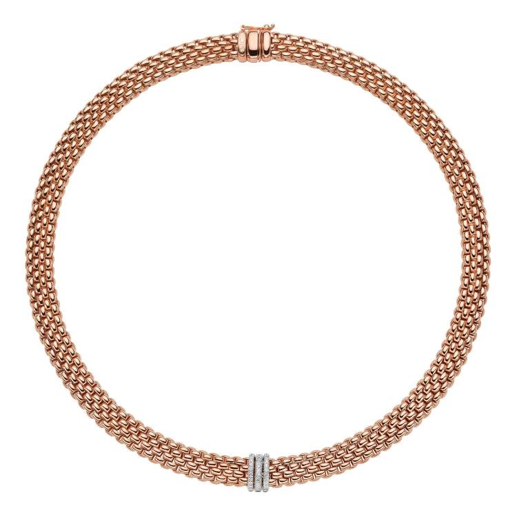 Fope Panorama 18ct Rose Gold 0.23ct Diamond Rondelle Necklace