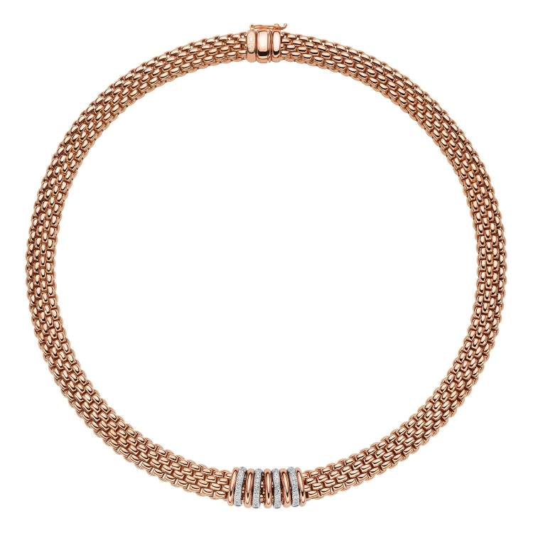 Fope Panorama 18ct Rose Gold 0.30ct Diamond Rondelle Necklace