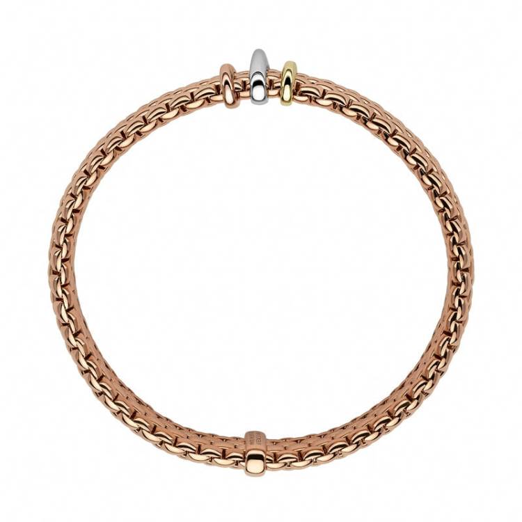 Fope Panorama 18ct Rose Gold Mixed Rondelle Bracelet - XS