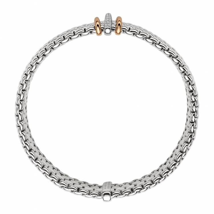 Fope Panorama 18ct White Gold 0.08ct Diamond Mixed Rondelle Bracelet - XS