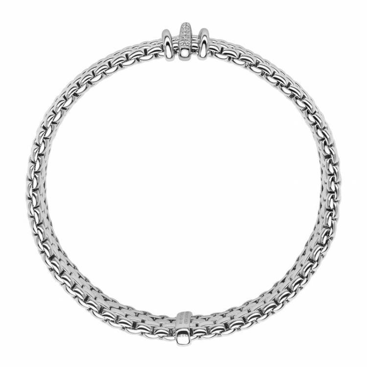 Fope Panorama 18ct White Gold 0.08ct Diamond Rondelle Bracelet - XL