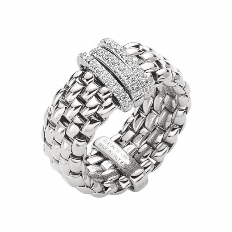 Fope Panorama 18ct White Gold 0.23ct Diamond Rondelle Ring - S