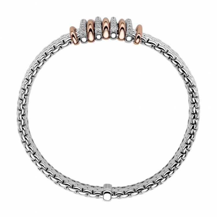 Fope Panorama 18ct White Gold 0.30ct Diamond Mixed Rondelle Bracelet - S