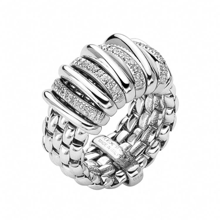 Fope Panorama 18ct White Gold 0.30ct Diamond Rondelle Ring - L