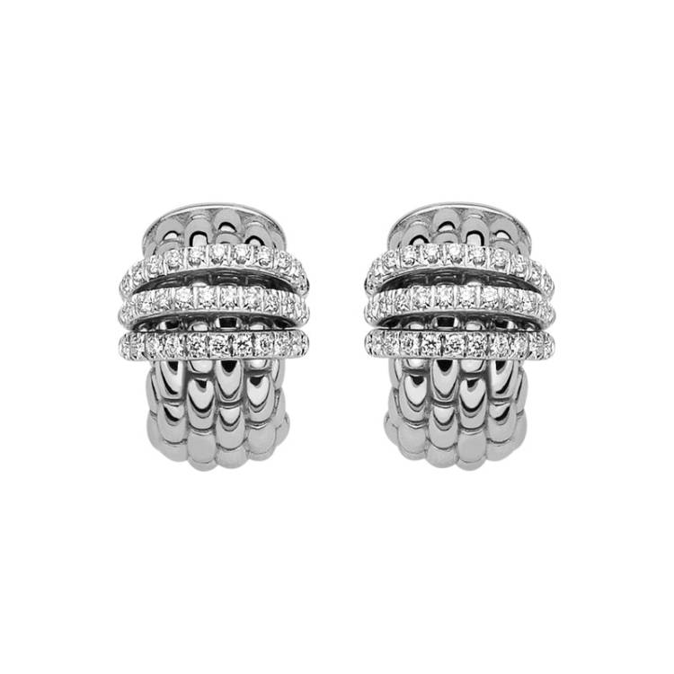 Fope Panorama 18ct White Gold 0.46ct Diamond Rondelle Small Hoop Earrings