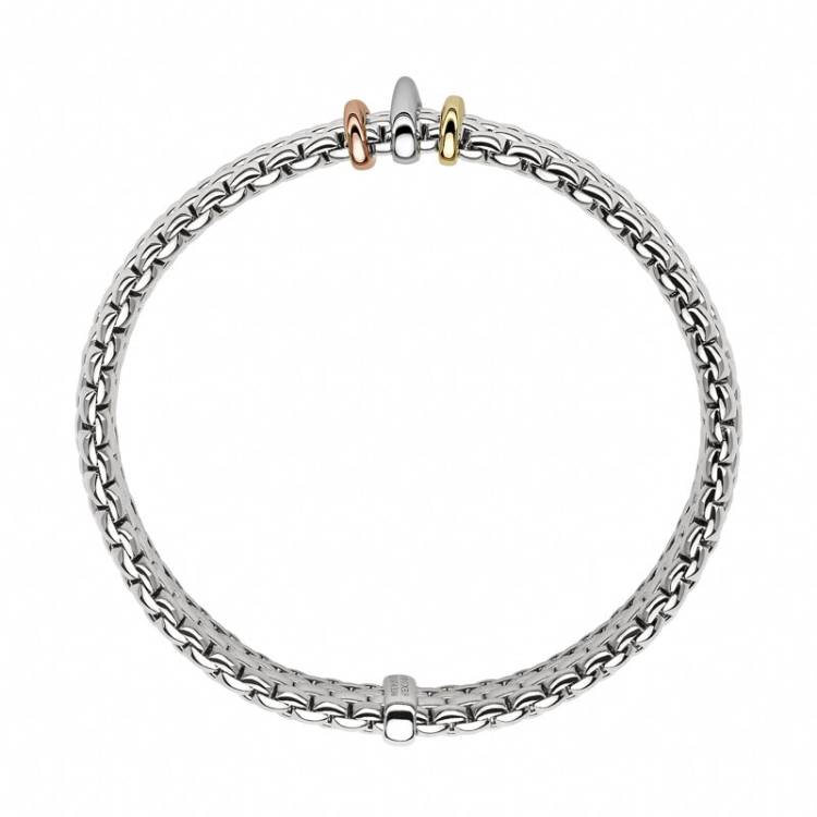 Fope Panorama 18ct White Gold Mixed Rondelle Bracelet - XS