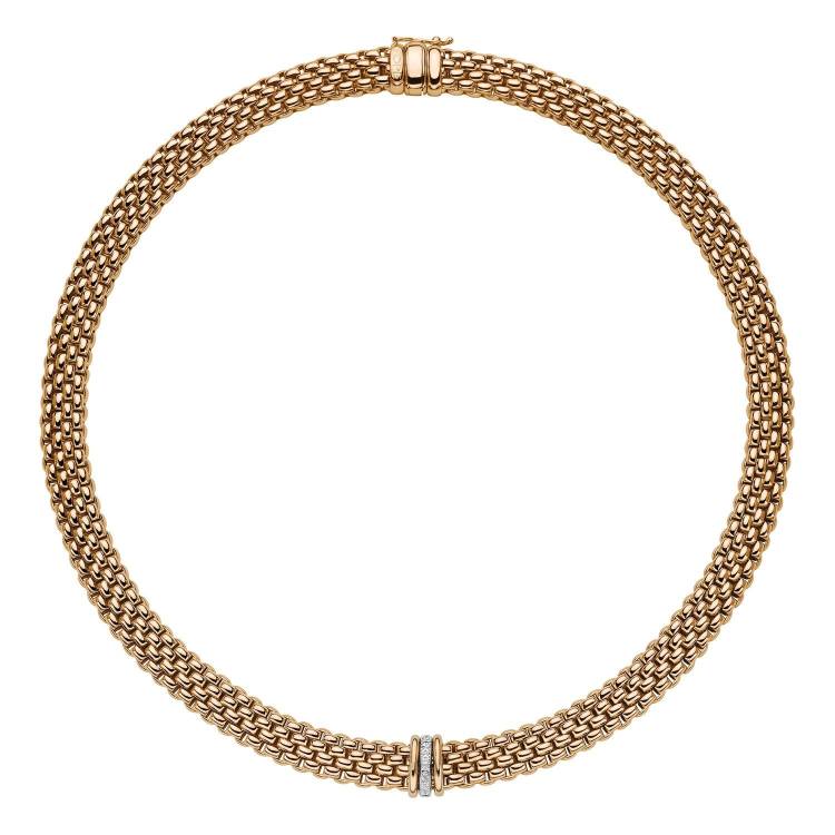 Fope Panorama 18ct Yellow Gold 0.08ct Diamond Rondelle Necklace