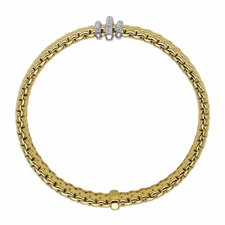 Fope Panorama 18ct Yellow Gold 0.23ct Diamond Rondelle Bracelet - M