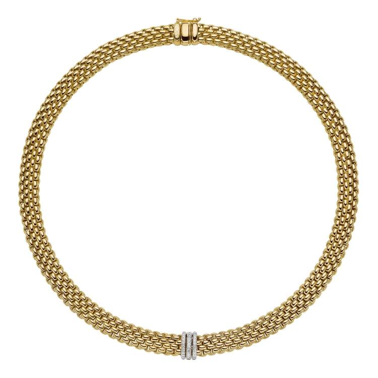Fope Panorama 18ct Yellow Gold 0.23ct Diamond Rondelle Necklace